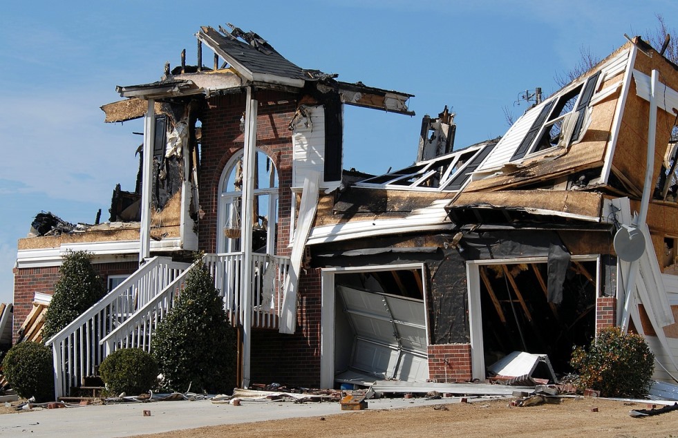 burned down house